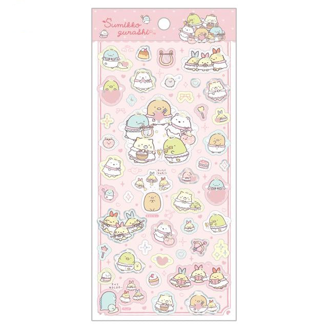 San-X | Sumikko Gurashi Gold Foil Clear Seal Sticker 195×90mm (Angel and Devil's Tail Angel)