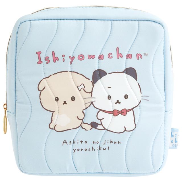 SAN-X | Square Cosmetic Pouch 190×190×60mm (Ishiyowa-chan/Ishiyowachan Daily Life Looking)