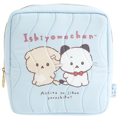 SAN-X | Square Cosmetic Pouch 190×190×60mm (Ishiyowa-chan/Ishiyowachan Daily Life Looking)