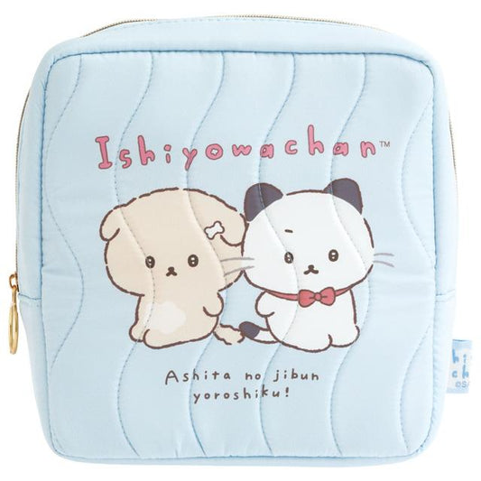 SAN-X | Square Cosmetic Pouch 190×190×60mm (Ishiyowa-chan/Ishiyowachan Daily Life Looking)