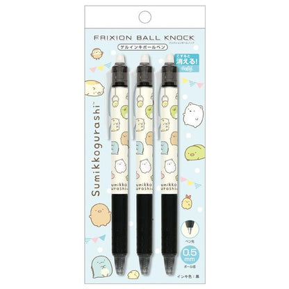 SAN X | Sumikko Gurashi FriXion Ball Knock Erasable Gel Pen 0.5mm Black 3 Piece Set
