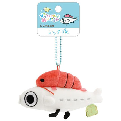SAN-X | Shirasu & Shrimp Keychain Plush Bag Charm Mascot 85×85×60mm (Always Together)