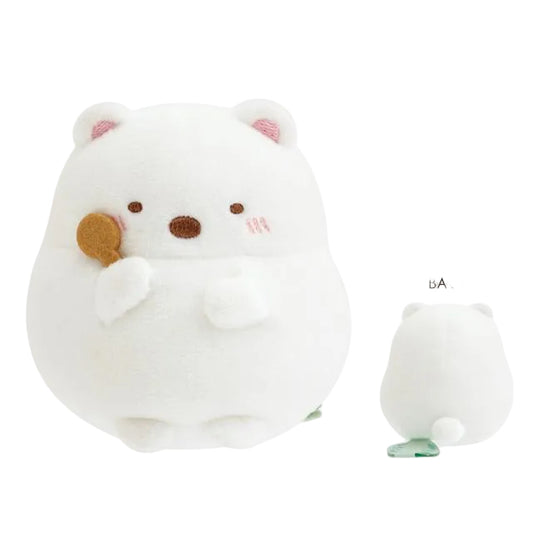SAN-X | Sumikko Gurashi Tenori Plush SS 60x65x55mm (Raccoon Tanuki Round Restaurant) 1 Shirokuma