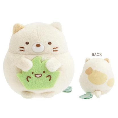 SAN-X | Sumikko Gurashi Neko 60 x 65 x 55mm & Omelet Rice 90 x 125 x 90mm Collectible Plush (Raccoon Tanuki Round Restaurant)