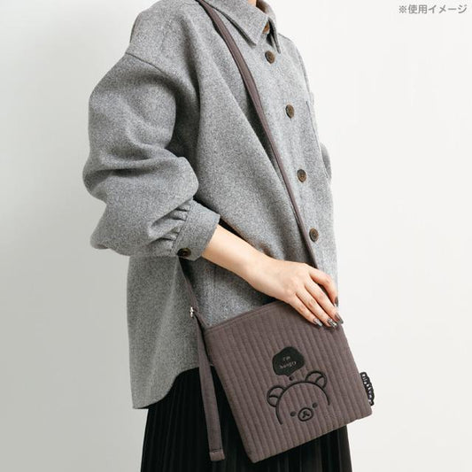 SAN-X | Pochette Crossbody Shoulder Bag Quilted 220×210mm (BASIC RILAKKUMA MONOCHROME)