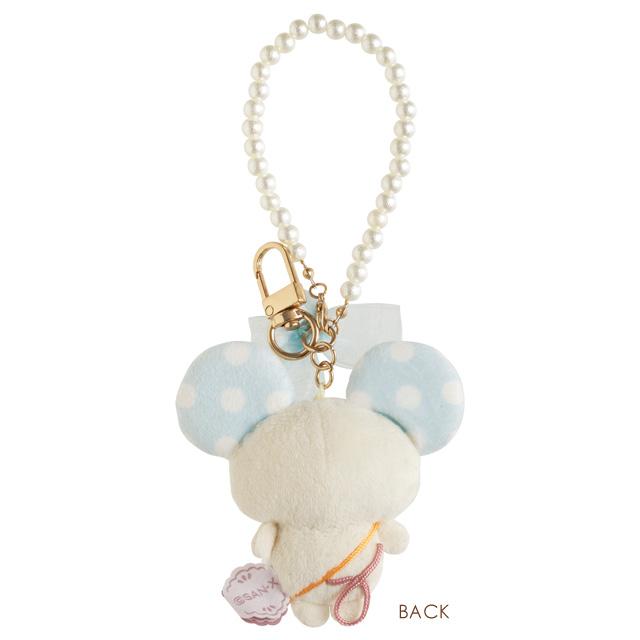 SAN-X | Sugarcocomuu Hanging Plush Bag Charm Keychain 80×80×25mm (Pop Pearl Ribbon Mouse)