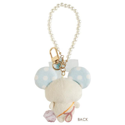 SAN-X | Sugarcocomuu Hanging Plush Bag Charm Keychain 80×80×25mm (Pop Pearl Ribbon Mouse)