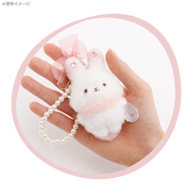 SAN-X | Sugarcocomuu Hanging Plush Bag Charm Keychain 80×80×25mm (Pop Pearl Ribbon Mouse)
