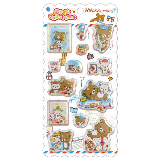 San-X | Rilakkuma Bonjour Air-in Mascot Sticker 200×95mm (Back in the Day Honey)