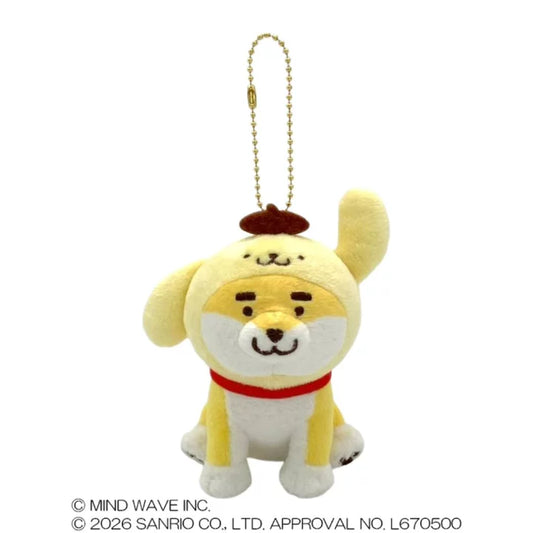 SANRIO | Pompompurim Shibanban × Pompompurin Mascot Holder Bag Charm Keychain 100x80x115mm (30th Anniversary)