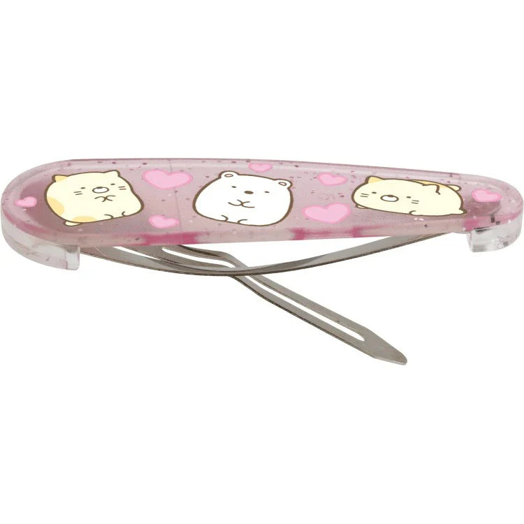 SAN-X | Sumikko Gurashi ShiroKuma & Neko Hair Clip HairPin Set of Two Clear Different Colors with Glitter 20 x 55 mm