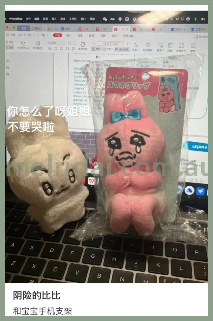 Opanchu Usagi | Plush Mobile Phone Holder 115×75×75Mm 内裤兔/底裤兔 毛绒玩偶手机支架