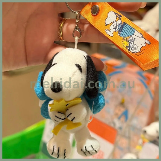 PEANUTS | SNOOPY and LINUS Blue Bow Mascot Holder Bag Charm with Carabiner H8 x W6 x D5.5 cm