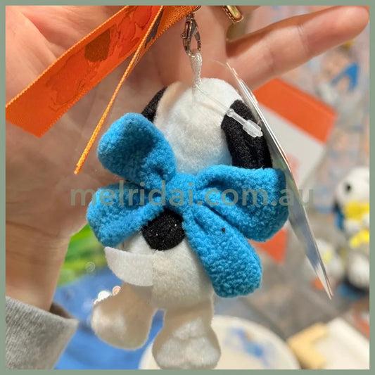 PEANUTS | SNOOPY and LINUS Blue Bow Mascot Holder Bag Charm with Carabiner H8 x W6 x D5.5 cm
