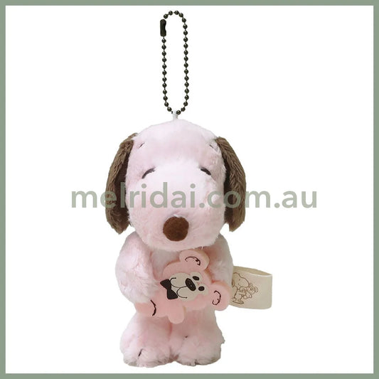 PEANUTS | SNOOPY and Teddy Bear Mascot Holder Keychain 130×60×80m (Pink)