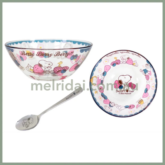Peanutssnoopy Glass Bowl & Spoon Berry Berry!! +
