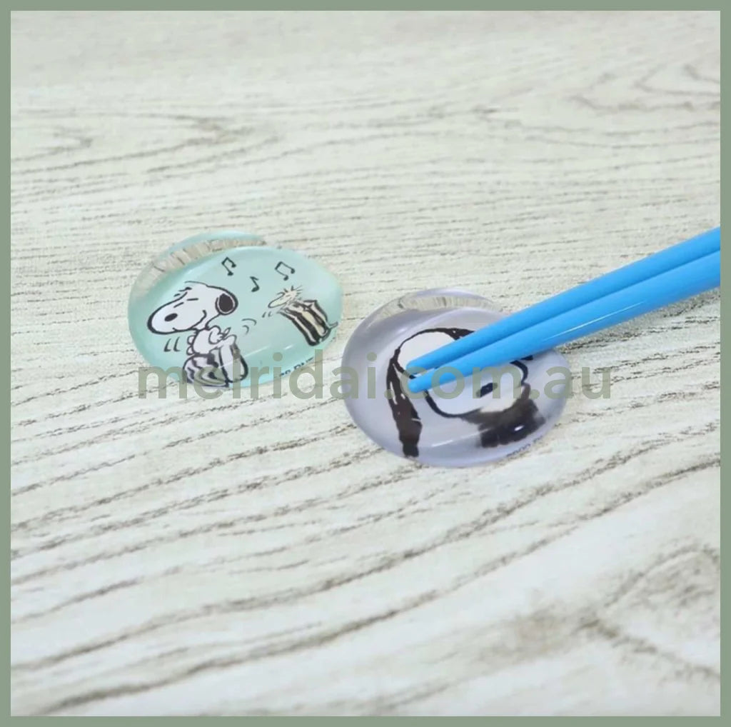Peanuts | Snoopy Glass Chopsticks Rest Set Of 2 Gray+Mint