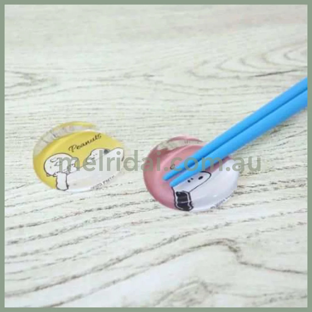 Peanuts | Snoopy Glass Chopsticks Rest Set Of 2 Yellow+Pink