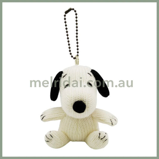 Peanuts | Snoopy Knit Mascot Holder Plush Keychain H9 X W9 D7Cm (White)