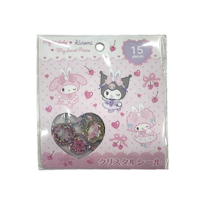 SANRIO | Crystal Stickers Glass Beads Stickers 190×190×2mm (My Melody♡Kuromi♡My Sweet Piano Bunnies Ballerina)