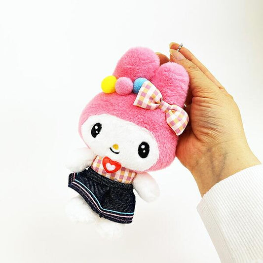 SANRIO | My Melody Mascot Holder Plush Keychain Bag Charm 15×9.5×8cm (Gingham Denim)