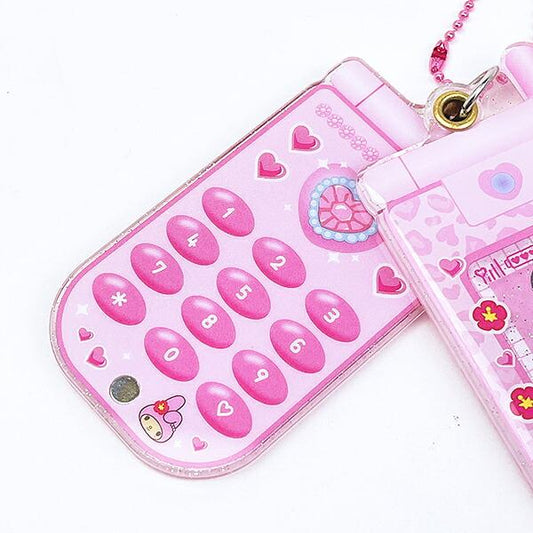 SANRIO | My Melody Style Up Flip Phone Style Acrylic Keychain 90×45×7mm (Gogo Gal Collection)