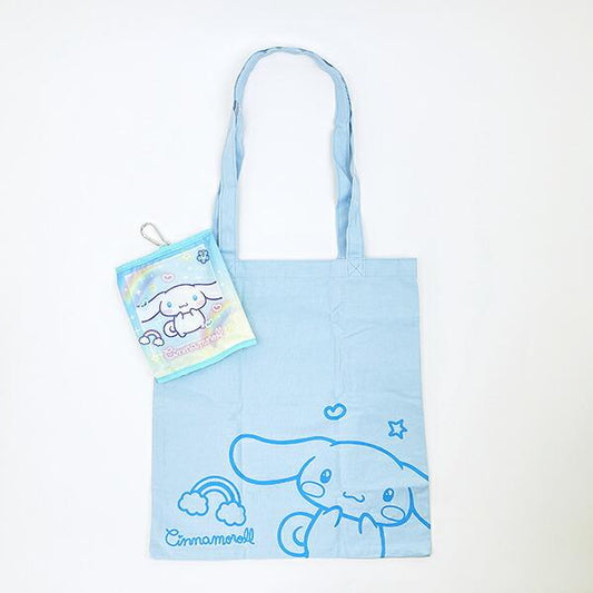 SANRIO | Cinnamoroll Foldable Tote Bag With Pouch Carabiner (Heart pounding Memories Heisei Retro)