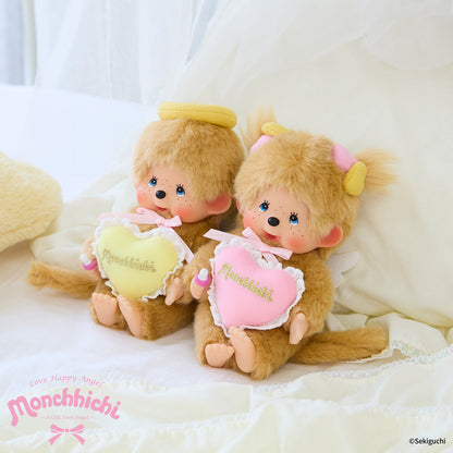 Monchhichi | Plush Toy Plush Doll Girl Beige Wings Heart Accessory H21.5×W13×D7.5cm (50th Anniversary - A Gift from