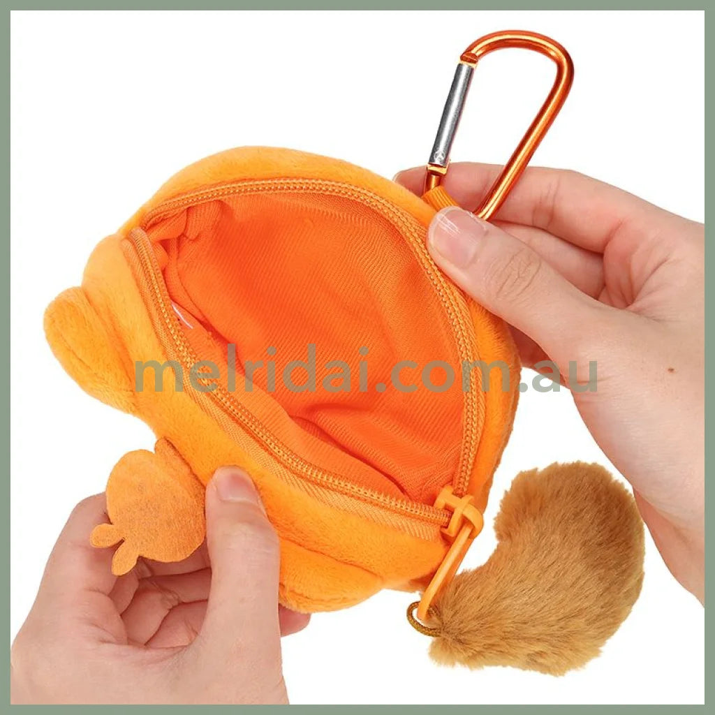 Pickles the Frog | Bag Charm Carabiner Pouch with Almond Orange 90×120×35mm