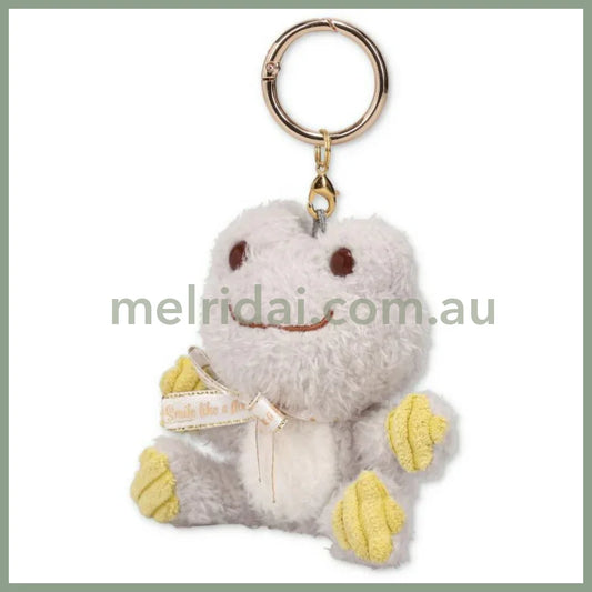 Pickles The Frog | Carabiner Plush Keychain Mascot Holder H9×W9.5×D5.5Cm (Smile Hop Gray Yellow)