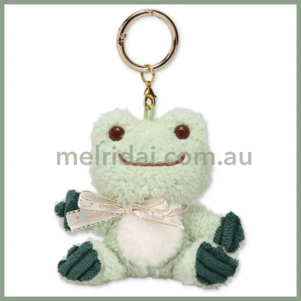 Pickles The Frog | Carabiner Plush Keychain Mascot Holder H9×W9.5×D5.5Cm (Smile Hop Green)