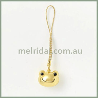 Pickles the Frog | Face Shaped Bell Phone Charm H2×W2×D1.5cm (Gold)
