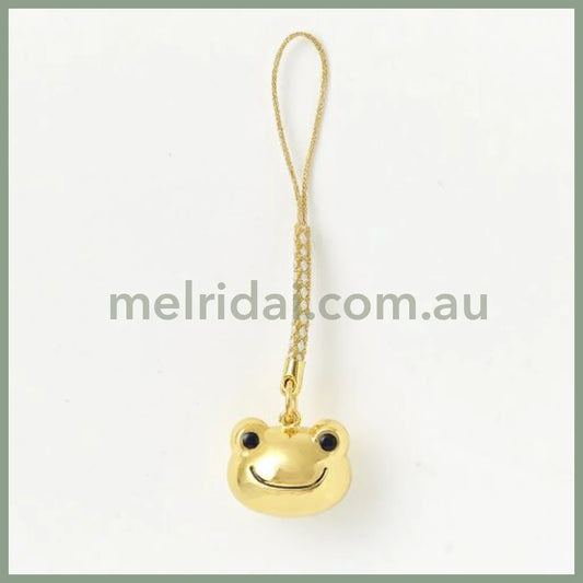 Pickles the Frog | Face Shaped Bell Phone Charm H2×W2×D1.5cm (Gold)
