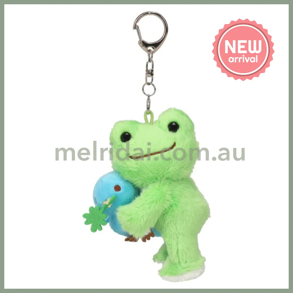 Pickles the Frog | Plush Keychain Mascot Holder H12.5×W8×D6cm (Blue Bird Wakaba Green)