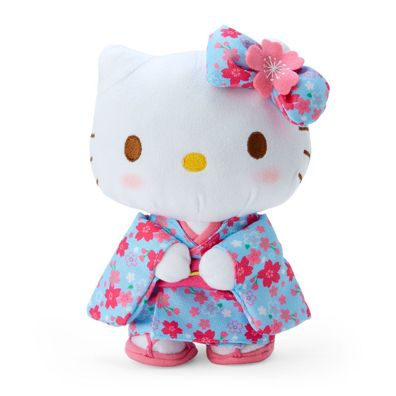 SANRIO | Hello Kitty Plush Toy Plush Doll 140×200×80mm (Sakura Kimono Blue)