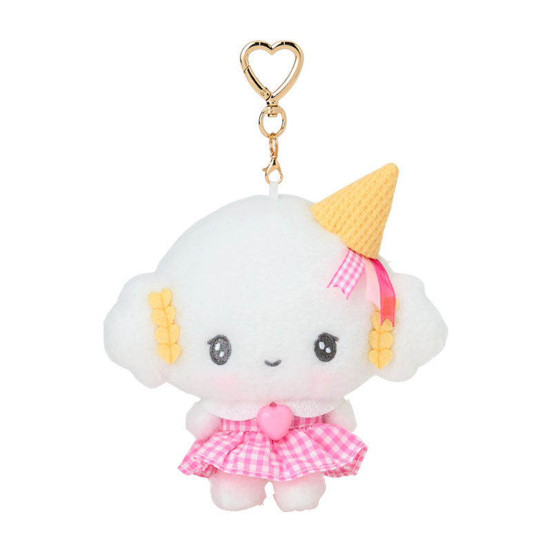 SANRIO | Cogimyun Plush Keychain Mascot Holder Bag Charm W15 x H14 x D6 cm (10th Anniversary Gingham Heart Ice Cream)