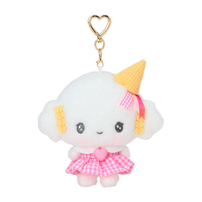 SANRIO | Cogimyun Plush Keychain Mascot Holder Bag Charm W15 x H14 x D6 cm (10th Anniversary Gingham Heart Ice Cream)
