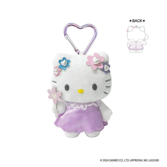 SANRIO | Hello Kitty Plush Keychain with Carabiner H120 × W85 × D65 mm (Fairy Flower -Purple)