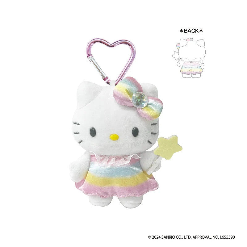 SANRIO | Hello Kitty Plush Keychain with Carabiner H120 × W85 × D65 mm (Fairy Rainbow)