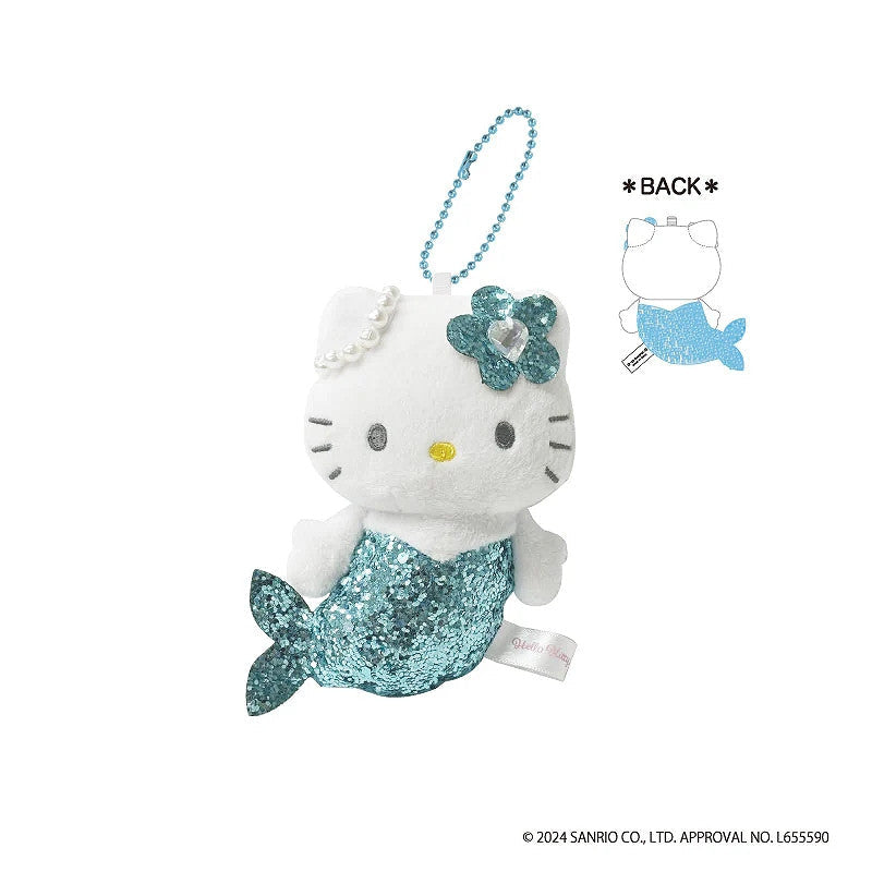 SANRIO | Hello Kitty Plush Keychain H100×W83×D63mm (Glitter Mermaid Blue Ver.)