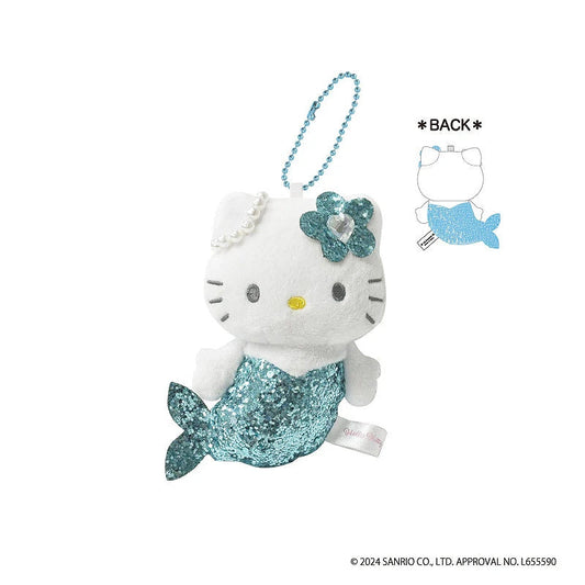 SANRIO | Hello Kitty Plush Keychain H100×W83×D63mm (Glitter Mermaid Blue Ver.)