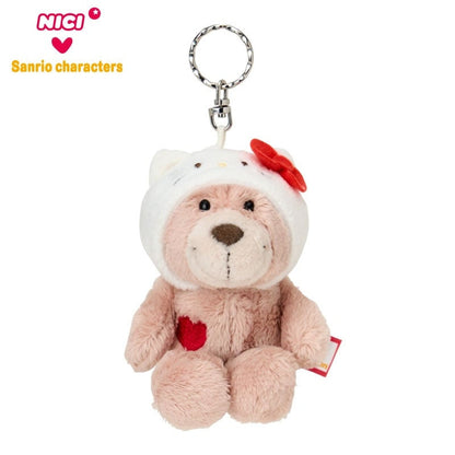 NICI x SANRIO | Love Bear Hello Kitty Mascot Holer Plush Keychain Bag Charm W12×D6×H8cm