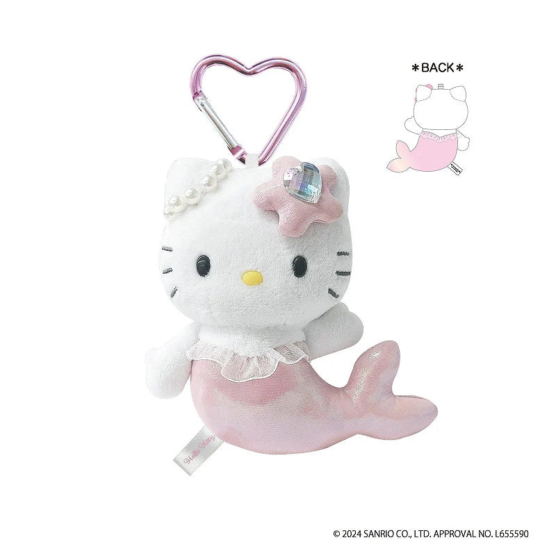 SANRIO | Hello Kitty Plush Keychain with Carabiner H120 × W85 × D65 mm (Mermaid Pink Ver.)