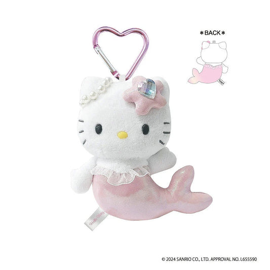SANRIO | Hello Kitty Plush Keychain with Carabiner H120 × W85 × D65 mm (Mermaid Pink Ver.)