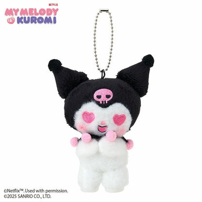 SANRIO | Kuromi Heart Plush Mascot Holder Keychain Bag Charm W9.5×D13×H5cm (Netflix My Melody & Kuromi)