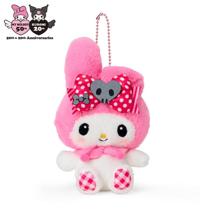SANRIO | My Melody Sitting Mascot Holder Plush Keychain W10 x H16 x D7 cm (My Melody 50th Anniversary & Kuromi 20th