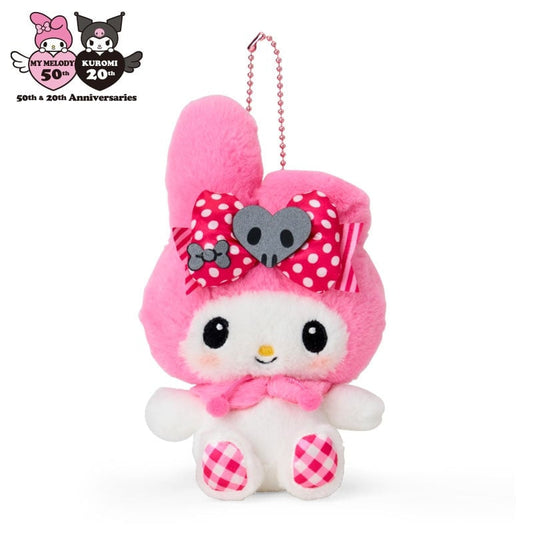 SANRIO | My Melody Sitting Mascot Holder Plush Keychain W10 x H16 x D7 cm (My Melody 50th Anniversary & Kuromi 20th