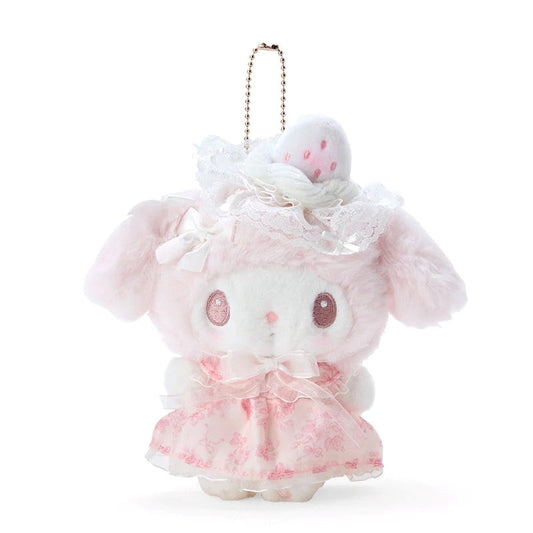 Sanrio | My Melody Plush Keychain Mascot Holder (White Strawberry Tea Time Series) 16 X 8 16.5 Cm