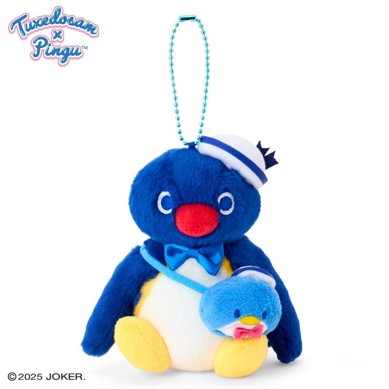 SANRIO | Plush Keychain Mascot Holder Bag Charm W12 × D10 × H12.5 cm (Tuxedo Sam & Pingu)