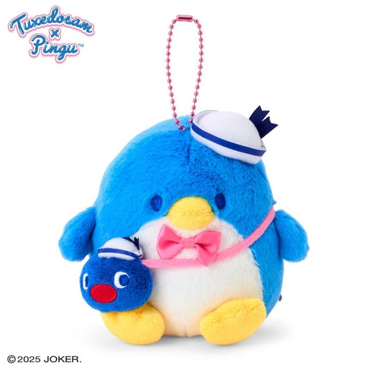 SANRIO | Plush Keychain Mascot Holder Bag Charm W12 × D10 × H11 cm (Tuxedo Sam & Pingu)